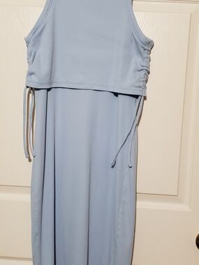 Old Navy Light Blue Sleeveless Maxi Dress with Side Drawstrings